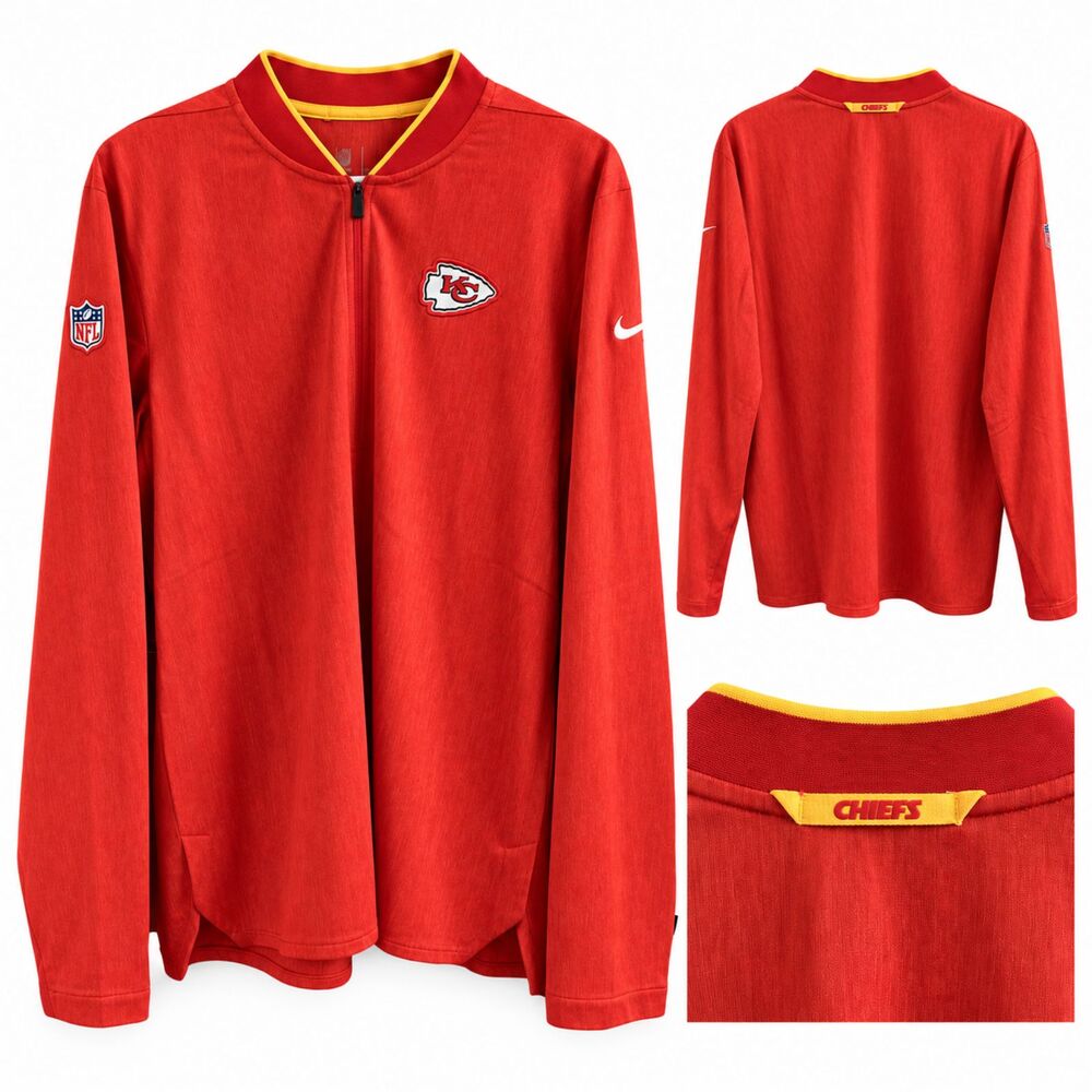 Men's Nike Red Kansas City Chiefs Sideline Coaches HalfZip Pullover Jacket Small